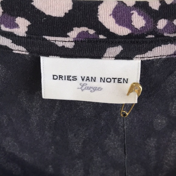 Dries Van Noten long sleeve shirt size Large Purple cream black abstract pattern - Picture 2 of 11